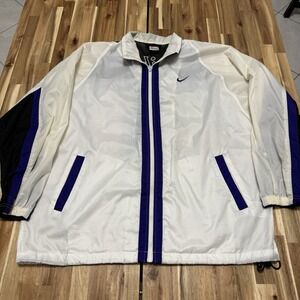 Vintage Nike Jacket Womens XL White Purple Windbreaker‎ Full Zip Lightweight Y2K